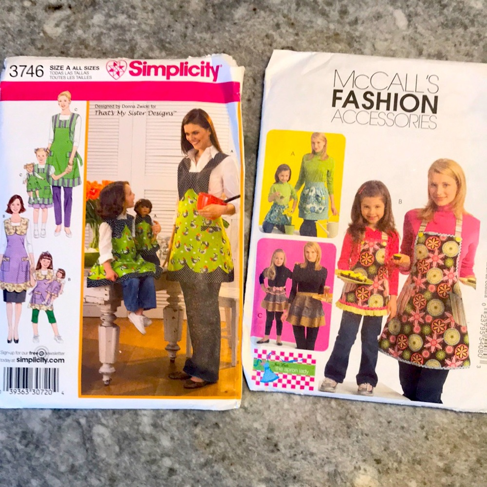 2 patterns for matching child and adult aprons
